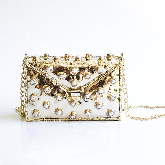 Brass & Pearl Envelope Handbag